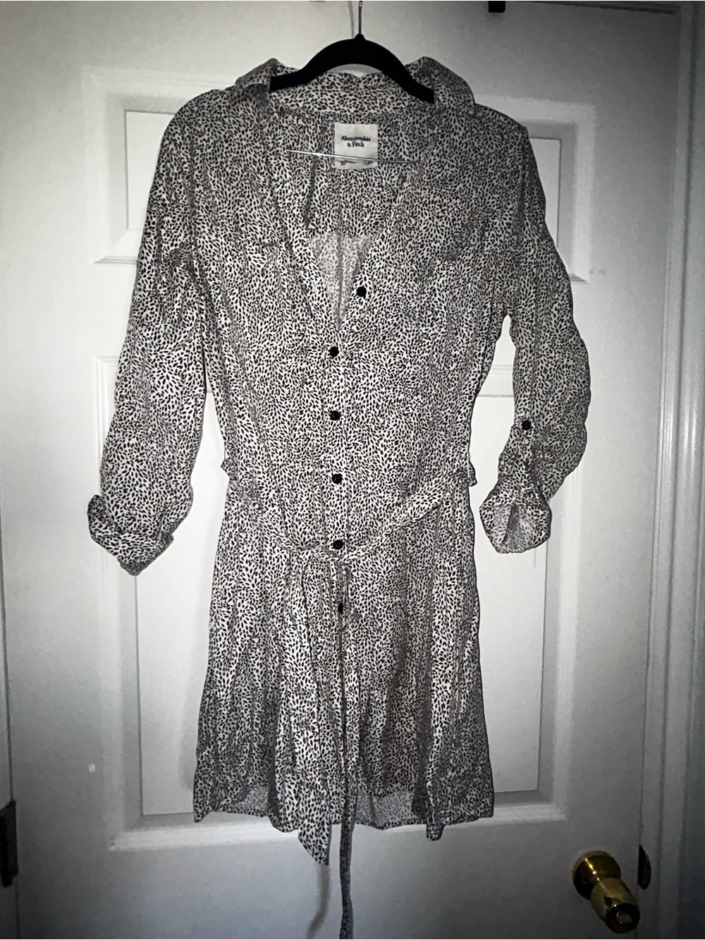 Abercrombie & Fitch Black and White Printed Long Sleeve Shirt Dress